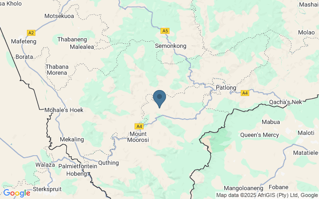 Kaart met locatie Maletsunyane watervallen